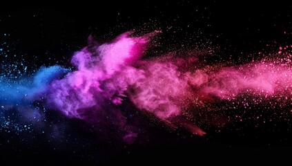 Wall Mural - Abstract Pink and Blue Powder Explosion on Black Background