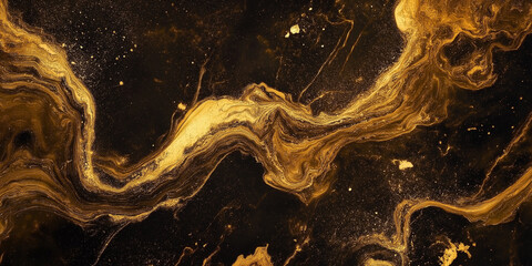 Wall Mural - Abstract black and gold liquid marble background resembling a galaxy