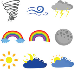 Wall Mural - Forecast Weather Icon Set Collection