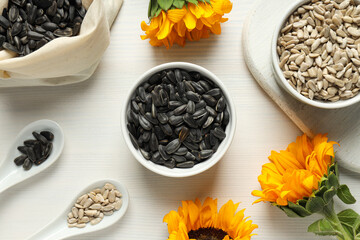 Wall Mural - Sunflower seeds, concept of harvest, tasty snack