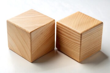 Two wooden blocks on white background.