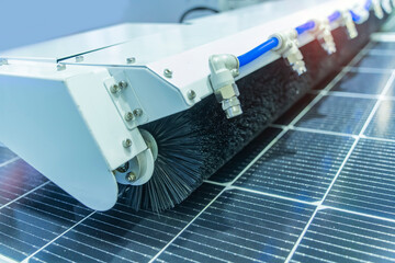 Wall Mural - automatic cleaning robot machine on solar photovoltaic panel