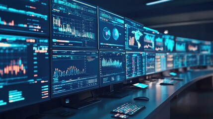 Digital Big Data Stream with Charts and Statistics Across Multiple Displays