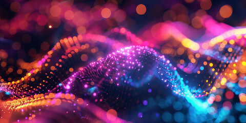 Wall Mural - Cyberpunk Technical background abstraction UI UX modern trendy design. Place for text. Lines and dots. Template poster invitation banner email header. 3D Digital art. Horizontal. Generative Ai content