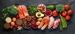© adri - A Variety of Healthy Foods Arranged on a Black Surface