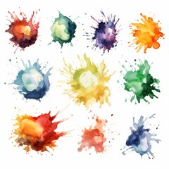 Wall Mural - Watercolor splashes in different colors.