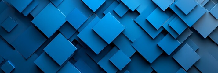 Wall Mural - Abstract background with blue squares arranged in a geometric pattern, symbolizing order, structure, complexity, unity, and modern design.