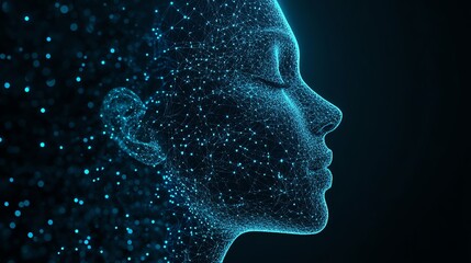 Aufkleber - Abstract blue glowing face.