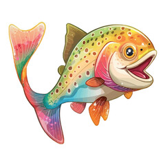 Wall Mural - happy cartoon Trout fish vector