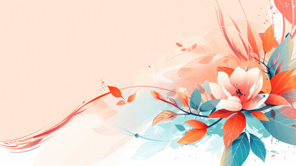 Wall Mural - A flowery background with a pink and blue flower in the center