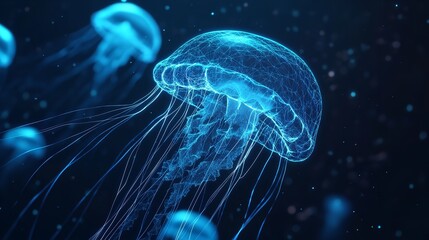  Jellyfish Digital Wireframe Polygon Illustration Technology