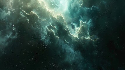 Wall Mural - breathtaking view of a nebula, filled with swirling clouds of gas and dust, illuminated by the dista
