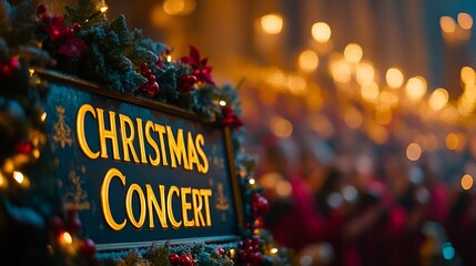 Wall Mural - Sign that reads “CHRISTMAS CONCERT” - chorus - choir - Christmas music - holiday - festive - carols 