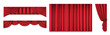 © klyaksun - Red theater stage curtain closed and open, long and short top border isolated on white background. Realistic 3d vector illustration set of velvet cloth drapery of cinema, concert or theatre scene.