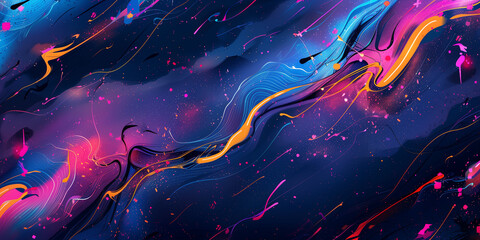 Wall Mural - Liquid oil, acrylic paint abstraction. Abstract template. Modern trendy background. Creative design banner wallpaper poster header social media post. Expressive bright colors. Generative Ai content
