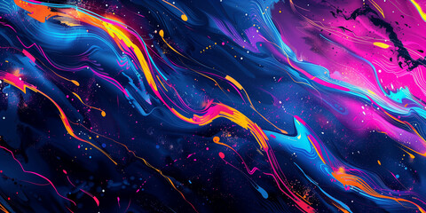 Wall Mural - Liquid oil, acrylic paint abstraction. Abstract template. Modern trendy background. Creative design banner wallpaper poster header social media post. Expressive bright colors. Generative Ai content