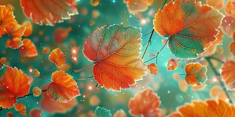 Sticker - autumn leaves background