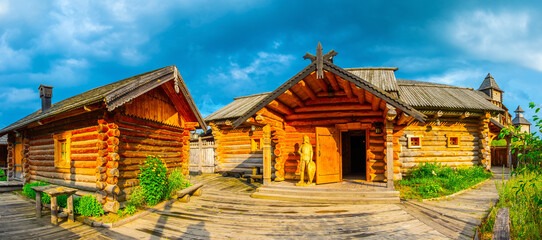 Poster - Panorama of tourist bar-restaurant in Kyiv Rus Park, Ukraine