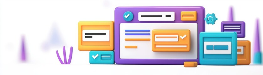 Colorful user interface design showcasing various input fields and buttons, perfect for digital application development.