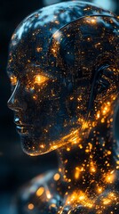Aufkleber - Futuristic AI Robot Head.