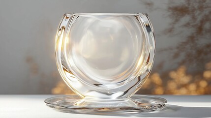 Sticker - Elegant Glass Bowl Reflecting Light in Minimalist Design