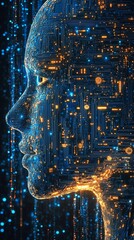 Aufkleber - Futuristic Artificial Intelligence Face.