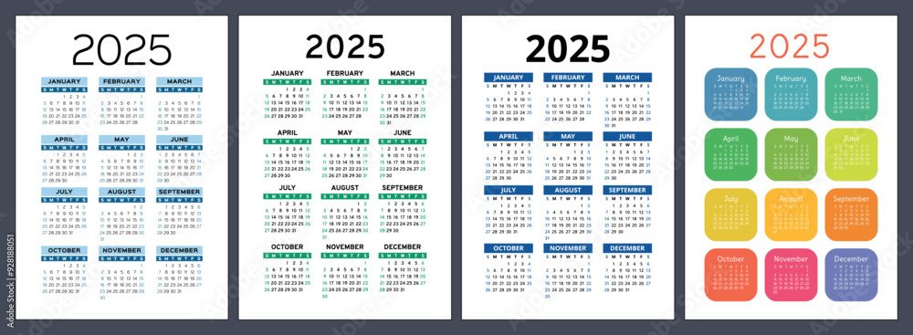 2025 calendar. Vector pocket calender design. Week starts on Sunday ...