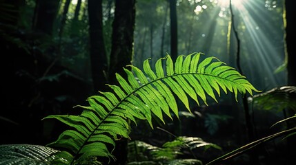 Poster - sunlight rainforest plant