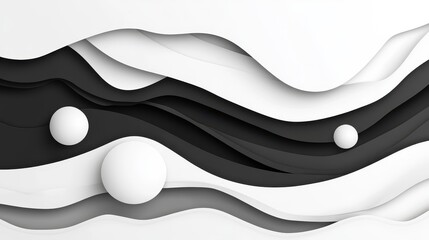 Wall Mural - A sleek abstract design featuring flowing white and grey waves, blending modernity with a touch of cartoon charm.