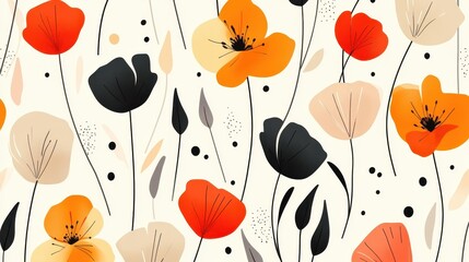 Bright and fresh minimalist floral print, a trendy seamless pattern that adds style to any space with its modern vibe.