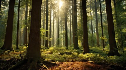 Poster - sunlight trees in woods