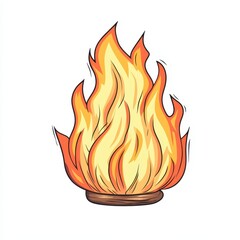 Sticker - Bright and playful cartoon fire with flickering flames, set against a clean white background for a fun, vibrant look.