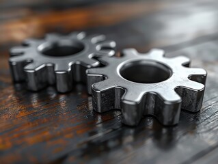 Two interlocking gears, cogs, or shapes, representing collaboration and partnership.