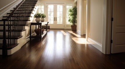 Wall Mural - hallway oak wood flooring