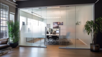 Wall Mural - frosted glass office door