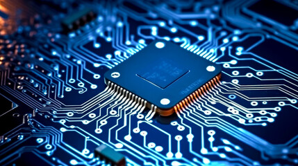 Wall Mural - cpu is working the cyber technology concept with data internet of thing in digital background