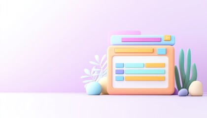 A colorful and modern web layout design displayed against a soft pastel background, ideal for digital projects.