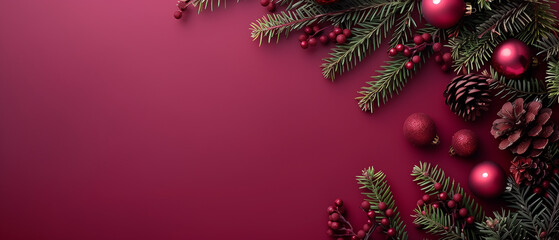 Wall Mural - wallpaper for christmas with red background and christmas decor