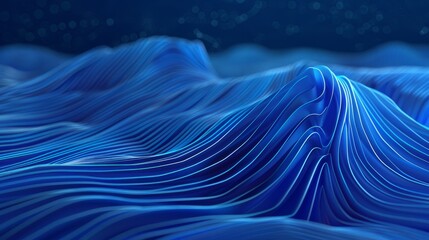 Wall Mural - Abstract blue lines on a dark background creating a modern, sleek design ideal for wallpapers, digital backgrounds, and technology-themed presentations, with dynamic flowing patterns and a futuristic 