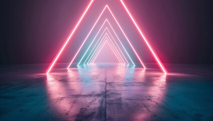 Wall Mural - a neon lighted tunnel with pink and blue lights by ai generated image