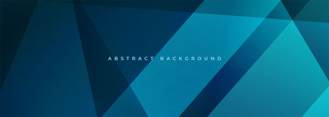 Wall Mural - Blue modern abstract wide banner with geometric shapes. Dark blue abstract background. Vector illustration