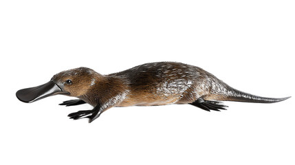 Wall Mural - quirky platypus swimming on transparent background