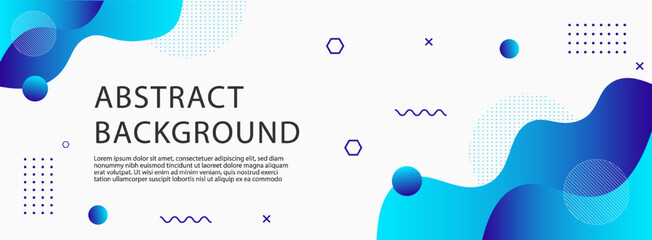 Wall Mural - Blue gradient background template banner. Blue color abstract background with liquid shape. 3d Vector illustration, cover template, geometric shapes.
