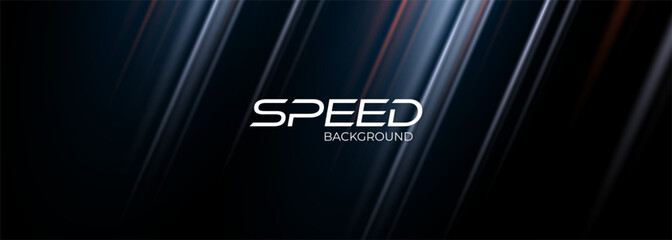 Poster - Dark modern abstract background with bright glowing movement and high-speed light effect. Vector illustration
