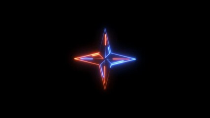 Wall Mural - Animation of glowing neon line star loading icon isolated, on black background. 