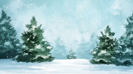 Winter christmas background with trees covered by snow