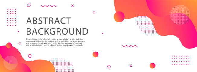 Wall Mural - Colorful gradient background template banner. Pink and orange abstract background with liquid shape. 3d Vector illustration, cover template, geometric shapes.