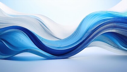 Wall Mural -  Abstract blue and white dynamic waves on a clean background 