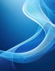 Wall Mural -  Abstract blue and white dynamic waves on a clean background 