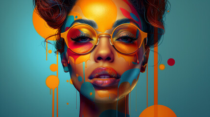 Wall Mural - colorful nostalgia retro-styled woman art. artistic allure bright woman illustration